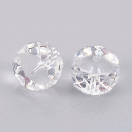 Krystal Perle, Klar, Facetteret, 12x7,5mm, 10 Stk - Uniq Perler - 0000013557