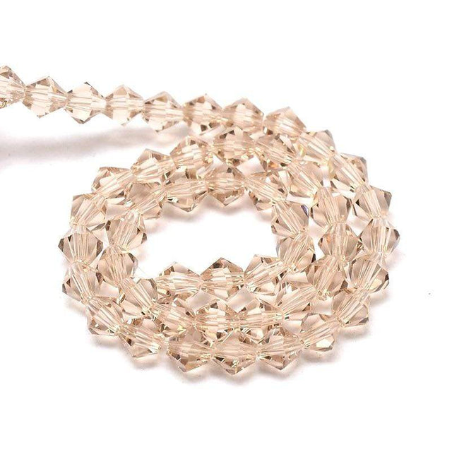 Krystal Perler, Austrian Crystal, Champagne, Bicones, Grade AA, (3x3mm) - Uniq Perler - 137137