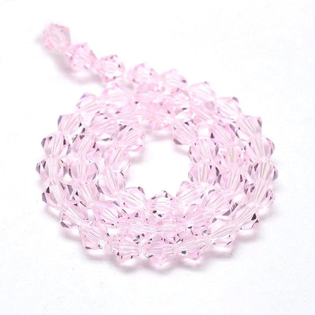 Krystal Perler, Austrian Crystal, Pink, Bicones, (3x3 - 3,5mm) - Uniq Perler - 0000010419