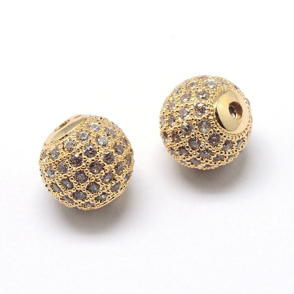 Kubisk Zirkonia Perler, Langtidsholdbar Forgyldning, 8mm - Uniq Perler - 0000010547