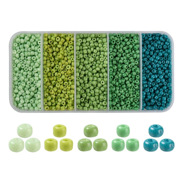 L.beads DIY SÆT DIY Kasse med 3-3,5 mm seed Beads, grønne nuancer