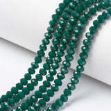 L.beads glasperler 3,5x3 mm facetteret glas rondel perler, grøn