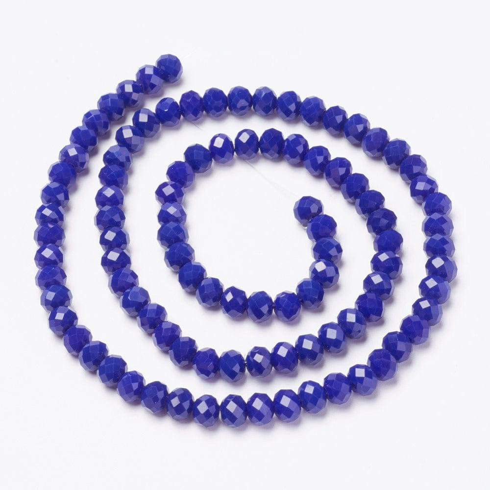 L.beads glasperler 3,5x3 mm facetteret glas rondel perler, mørk blå