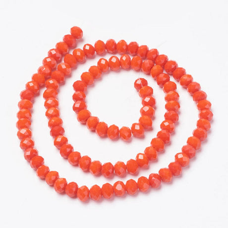 L.beads glasperler 3,5x3 mm facetteret glas rondel perler, orange