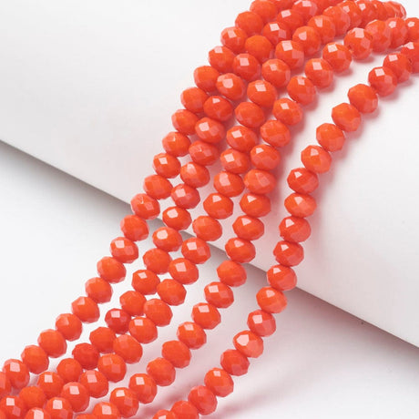 L.beads glasperler 3,5x3 mm facetteret glas rondel perler, orange
