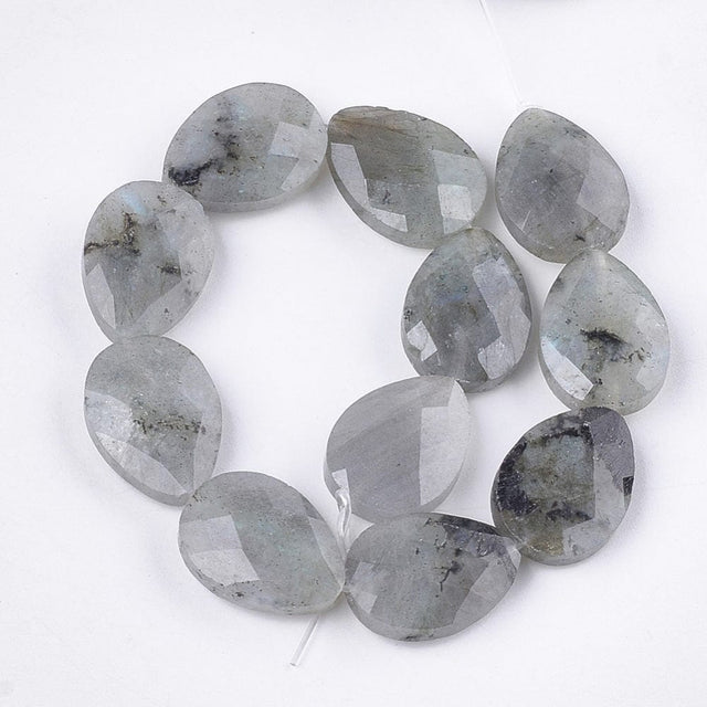 Labradorit – Grå, Dråbeformet (18x13mm) - Uniq Perler - 2323123115