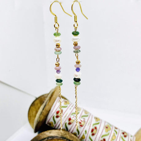 Lange Øreringe Med Kæde - Uniq Perler - 247343