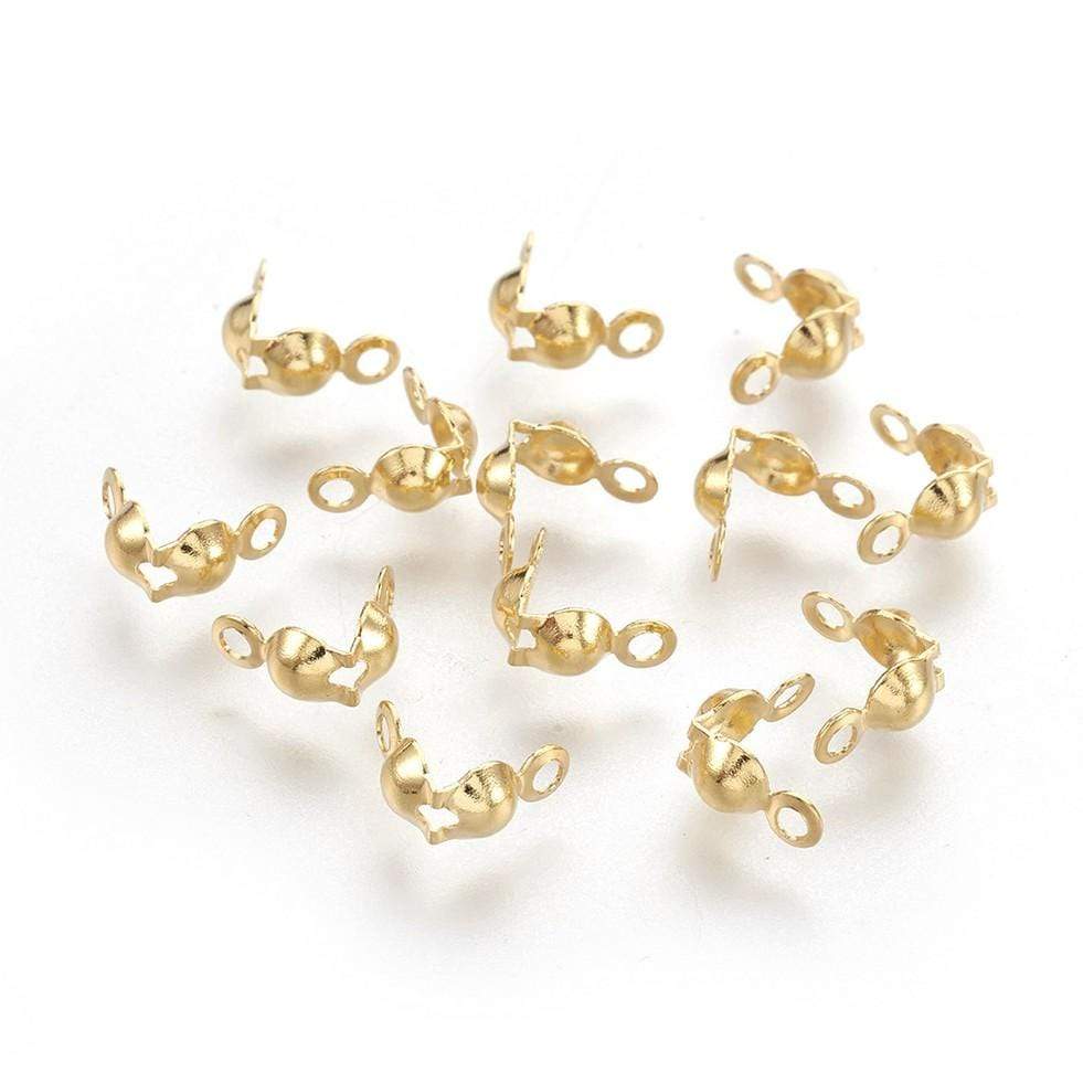 Låsehoved Endeafslutning Med Øje – 18K Forgyldt Stål (8x4mm), 10 Stk - Uniq Perler - 609073