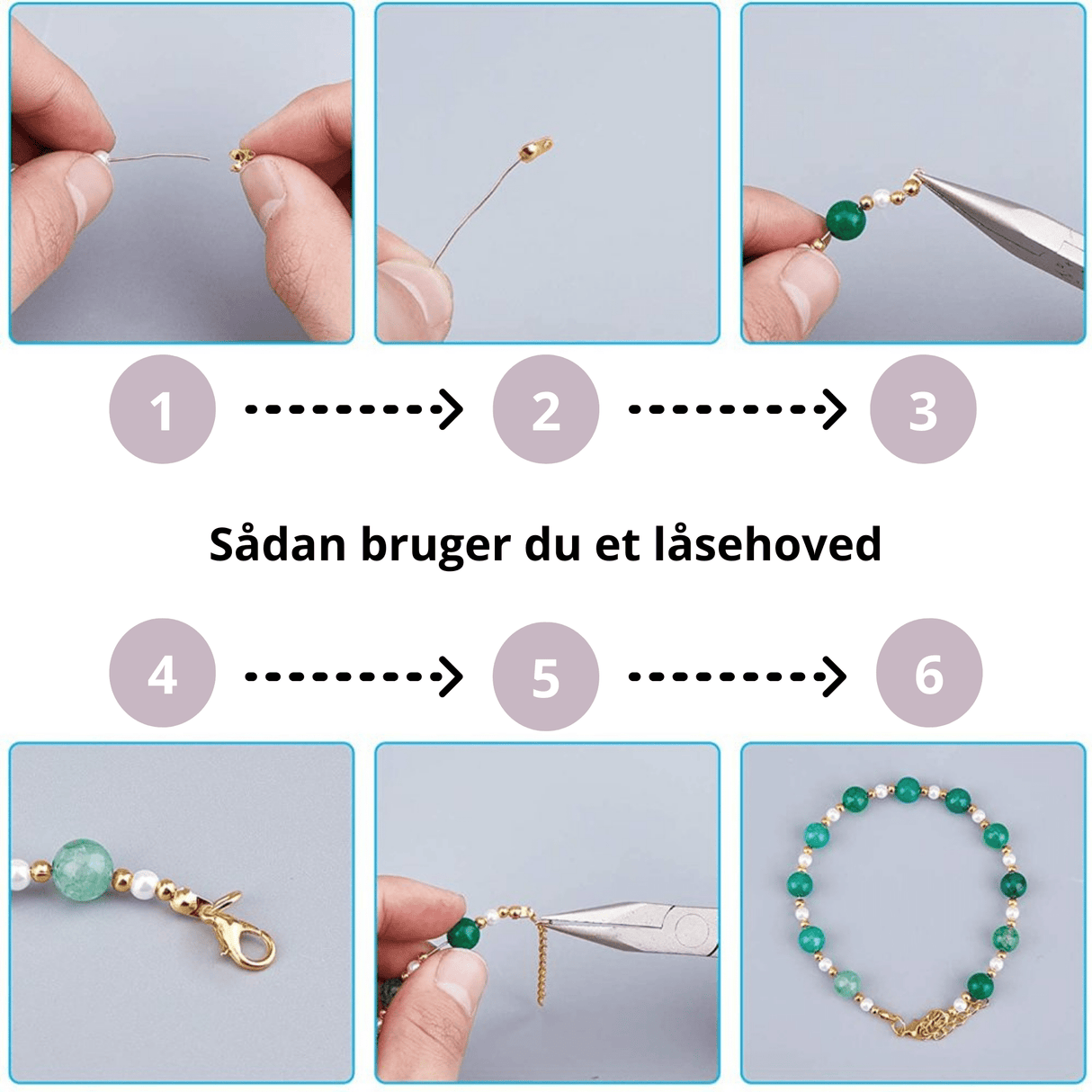 Låsehoveder – Forgyldt (4x2mm) 20 stk - Uniq Perler - 111777