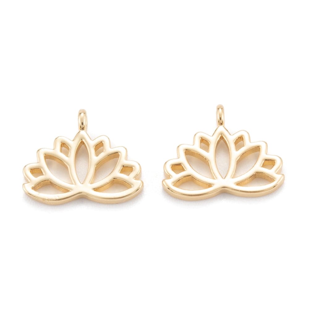 Lotus Vedhæng, 18K Langtidsholdbar Forgyldning, 10x12mm - Uniq Perler - 0000009792