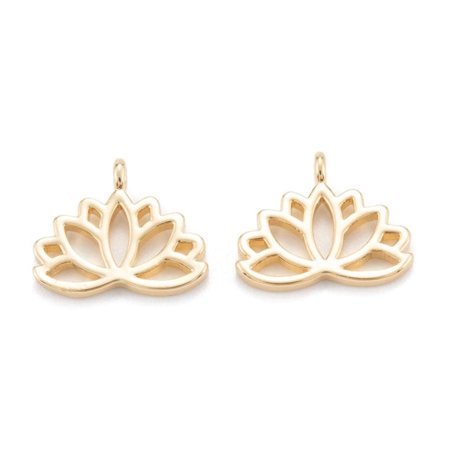 Lotus Vedhæng, 18K Langtidsholdbar Forgyldning, 10x12mm - Uniq Perler - 0000009792