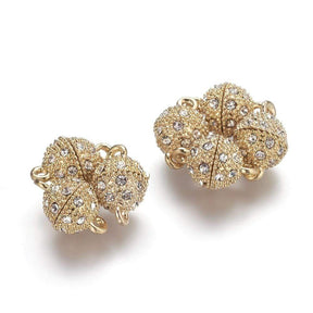 Magnet Clasp With Rhinestones - Gold-plated (10mm) - Uniq Perler - 28348383