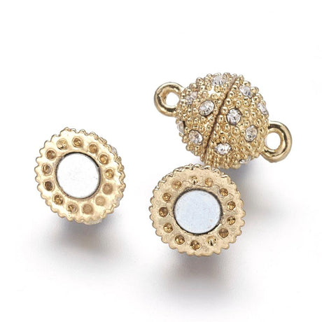 Magnet Lås Med Rhinsten - Forgyldt (10mm) - Uniq Perler - 28348383