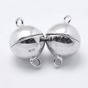 Magnetic Clasp – Rhodium Plated Sterling Silver 925 (12x8mm) - Uniq Perler - 2484835