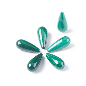 Malachit Tropfen, Grün, oben gebohrt/angebohrt, 16x8mm - Uniq Perler - 574567867