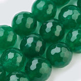 Malaysia Jade, Facetteret, Mørk Grøn, (10mm) - Uniq Perler - 0000007516
