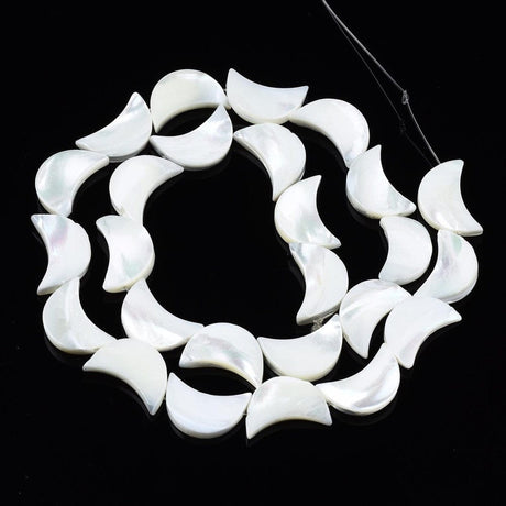 Måne Shell Perler, Hvid, (11x8mm) - Uniq Perler - 405194