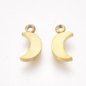 Moon Pendant, Gold-plated Steel, 7.5x4mm - Uniq Perler - 0000006607