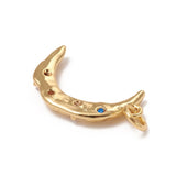 Måne Vedhæng Med Farvet Zirkonia Sten, Langtidsholdbar Forgyldning, 19x12mm - Uniq Perler - 498825