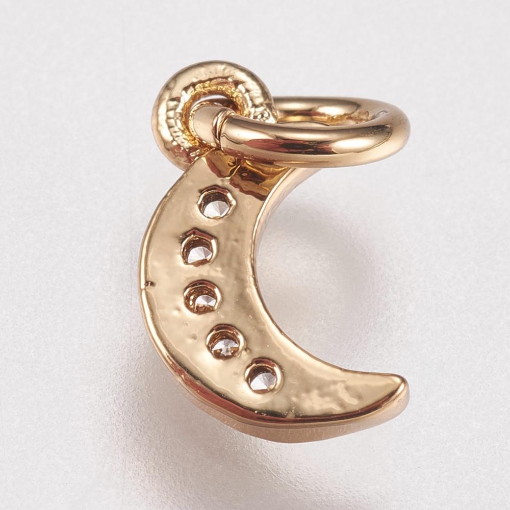 Måne Vedhæng Med Zirkonia Sten, Forgyldt, 9x5mm - Uniq Perler - 0000007372