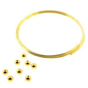 Memory-Draht inkl. Endperlen – Vergoldet Messing (1mm, 12 Ringe) - Uniq Perler - 858483