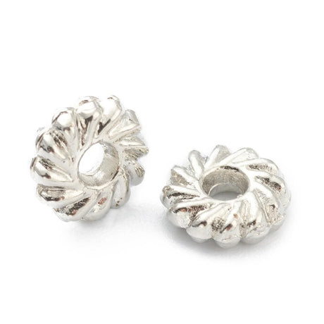 Messing Perler, Blomst, Forsølvet, 8x2,5mm, 10 Stk - Uniq Perler - 0000007339, 169480045608913106868849