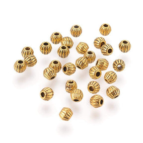 Metal Beads, Antique Gold-plated, 4mm, 20 pcs - Uniq Perler - 0000004917