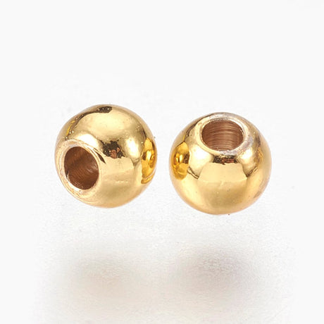 Metal Perler, Forgyldt Messing, 2x3mm, 20 Stk - Uniq Perler - 14131