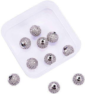 Metallpärlor med Zirkonia, 9 - 10mm - Uniq Perler - 0000006755