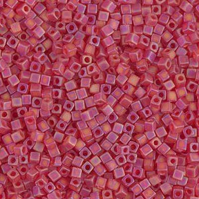 Miyuki Delica Beads, Square, SB18 - 140FR, Matte Red Orange AB, 1.8mm - Uniq Perler - 4355