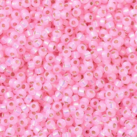 Miyuki Rocailles Perler, RR 0643, Dyed Pink Silverlined Alabaster, 11/0 - Uniq Perler - 833742