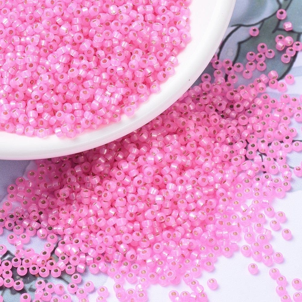 Miyuki Rocailles Perler, RR 575, Dyed Carnation Silverlined Alabaster, 11/0 - Uniq Perler - 0000008210