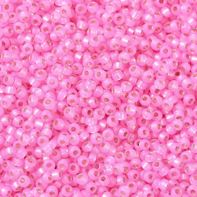 Miyuki Rocailles Perler, RR 575, Dyed Carnation Silverlined Alabaster, 11/0 - Uniq Perler - 0000008210