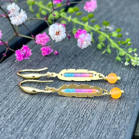 Miyuki Stål Vedhæng, Fjer - Uniq Perler - 0000005700