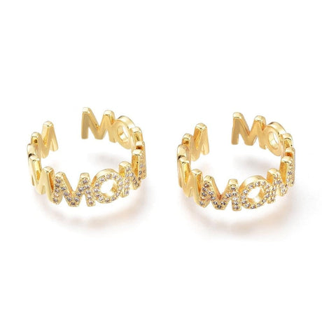 Mom Ring Med Klare Zirkonia Sten, Langtidsholdbar Forgyldning, Justerbar - Uniq Perler - 0000004781