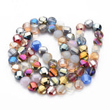 Møntformet Glasperler, Farve Mix, Electroplated, 8,5x5mm - Uniq Perler - 129374