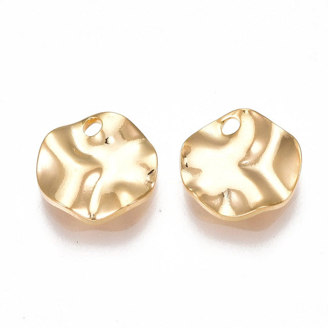 Møntformet Vedhæng, 18K Forgyldt, (10mm, 10 Stk) - Uniq Perler - 127334