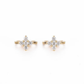 Multi Links Blomster Connector Med Zirkonia Sten, 18K Förgylld, (7x10x7mm) - Uniq Perler - 0000013732