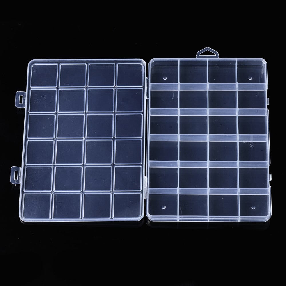 Opbevaringskasse Med 24 Rum - Klar (19x13x1,75cm) - Uniq Perler - 701234