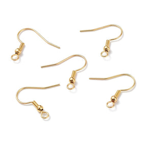 Ohrhaken, 18K Vergoldet Stahl, 20mm, (5 Paar) - Uniq Perler - 997834