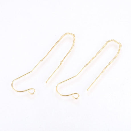 Ørekroge Med Kæde, 18K Forgyldt, 75mm - Uniq Perler - 0000001691