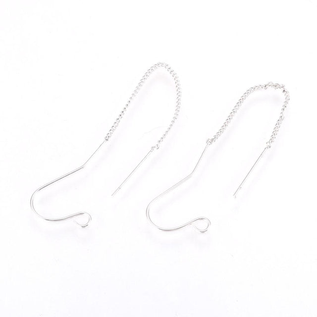 Ørekroge Med Kæde, Platinium Belagt, (75mm) - Uniq Perler - 0000002123