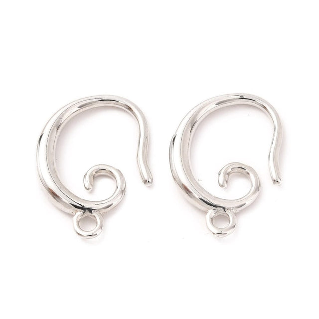 Ørekroge Med Loop Og Øje, Platinium Farvet, 15x10mm - Uniq Perler - 847456