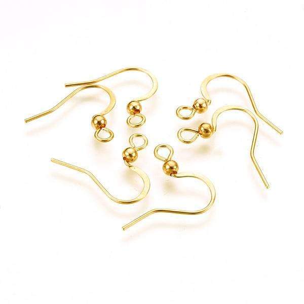Ørekroge Med Metal Perle Og Øje, 18K Forgyldt Stål, (16x19x3mm) - Uniq Perler - 998883