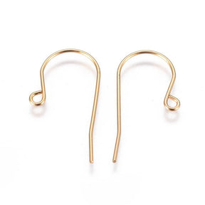 Ear Hooks With Eye, Gold-plated Steel, (27.5x13mm) - Uniq Perler - 0000004111