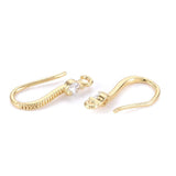 Ørekroge Med Struktur Og Zirkonia Sten, 18K Forgyldt, (17,5x2,5mm) - Uniq Perler - 7045673916