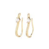 Ørekroge Med Struktur Og Zirkonia Sten, 18K Forgyldt, (17,5x2,5mm) - Uniq Perler - 7045673916