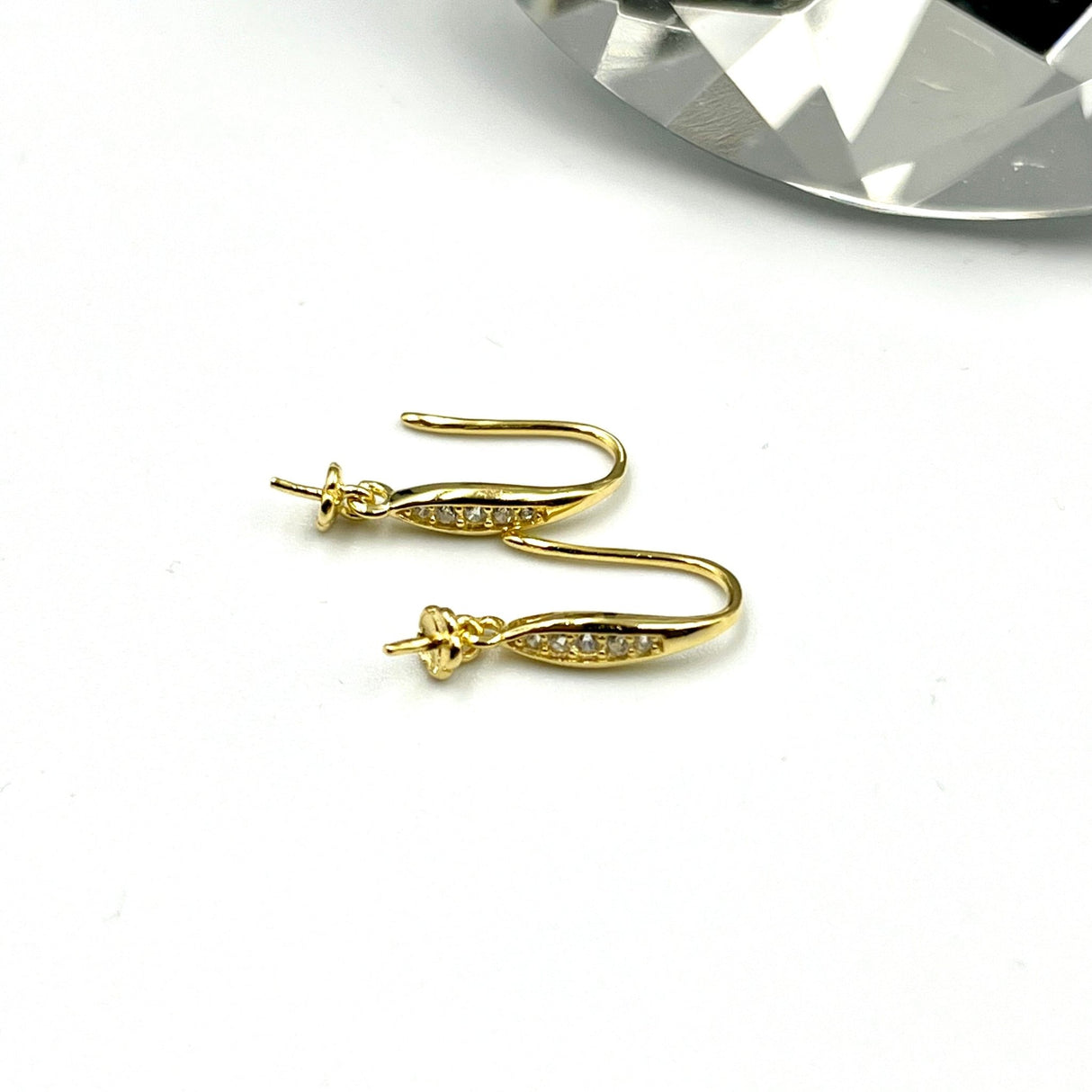 Ørekroge Med Zirkonia Sten, Forgyldt Sterling Sølv 925, 20x3mm - Uniq Perler - 456732