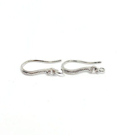 Ørekroge Med Zirkonia Sten – Platinium Belagt (19mm) - Uniq Perler - 292814