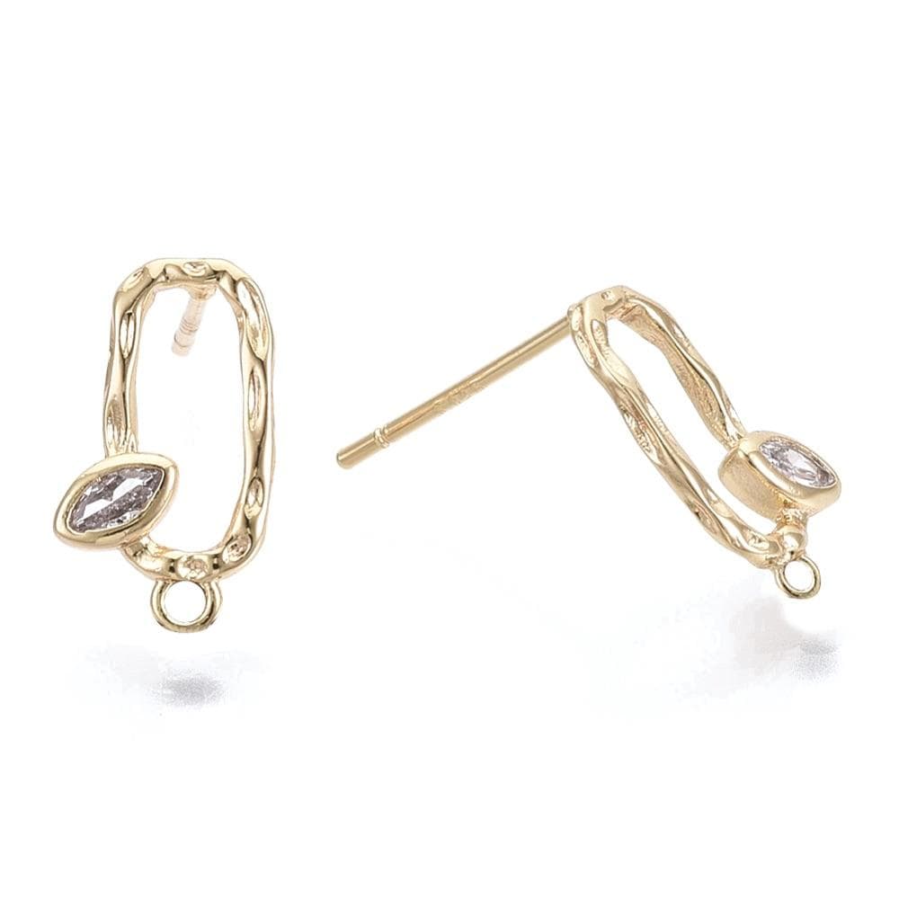 Ørestikkere Med Zirkonia Sten, 18K Forgyldt, (14x8mm) - Uniq Perler - 705322